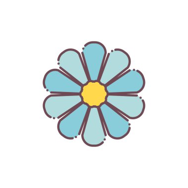 İzole edilmiş mavi çiçek ikonu vektör tasarımı