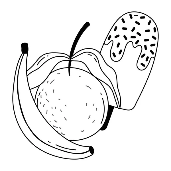 Diseño vectorial de Banana naranja y popsicle — Archivo Imágenes Vectoriales