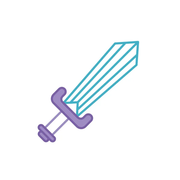 Sword weapon fantasy line fill style — Stockový vektor