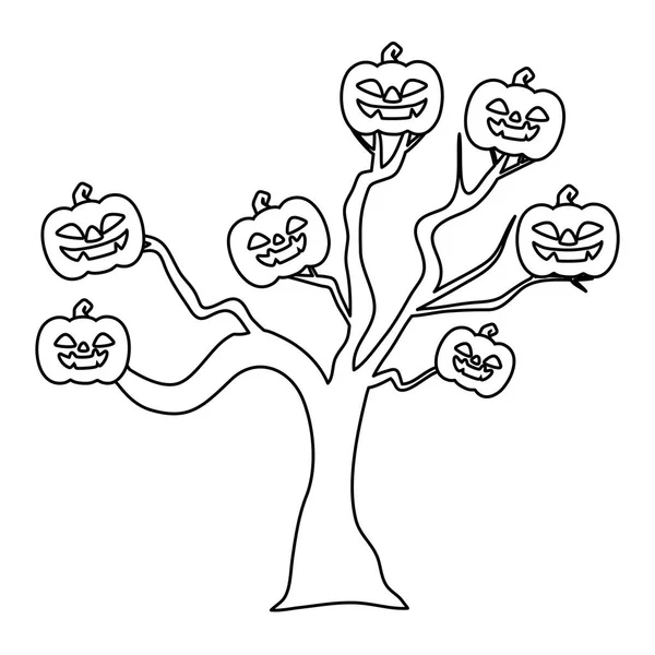 Trick oder Leckerbissen - fröhliches Halloween-Liniendesign — Stockvektor