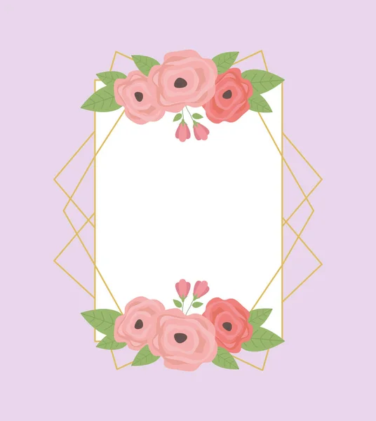 Elegant frame with flowers and leafs decoration — Vetor de Stock