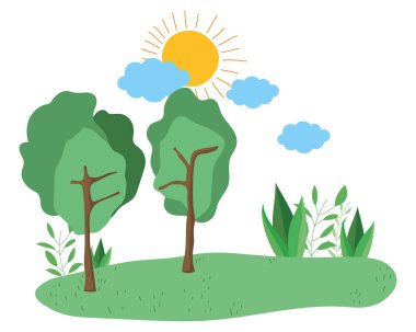 İzole soyut ve mevsim ağaçları tasarımı