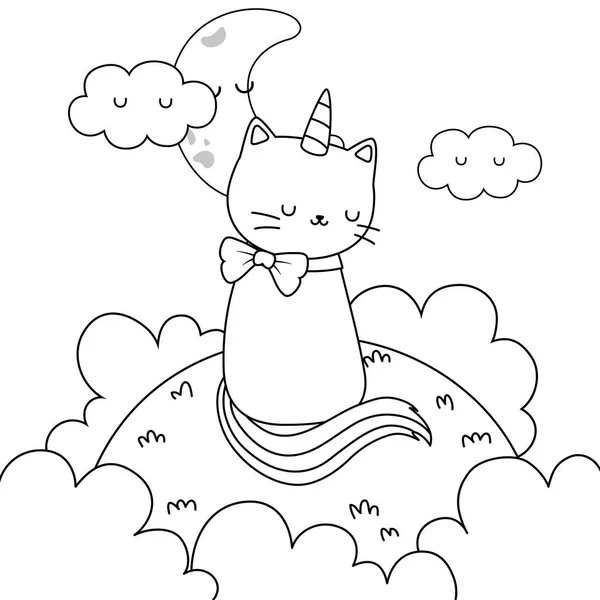 Мультфильм про кота Юникорна — стоковый вектор