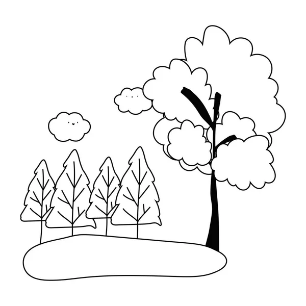 고립된 가을철 나무들 벡터 디자인 — 스톡 벡터