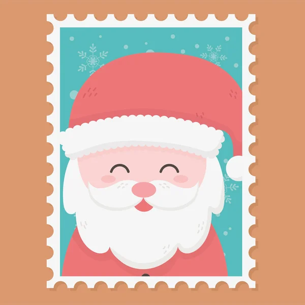 Santa claus celebration happy christmas stamp — Wektor stockowy