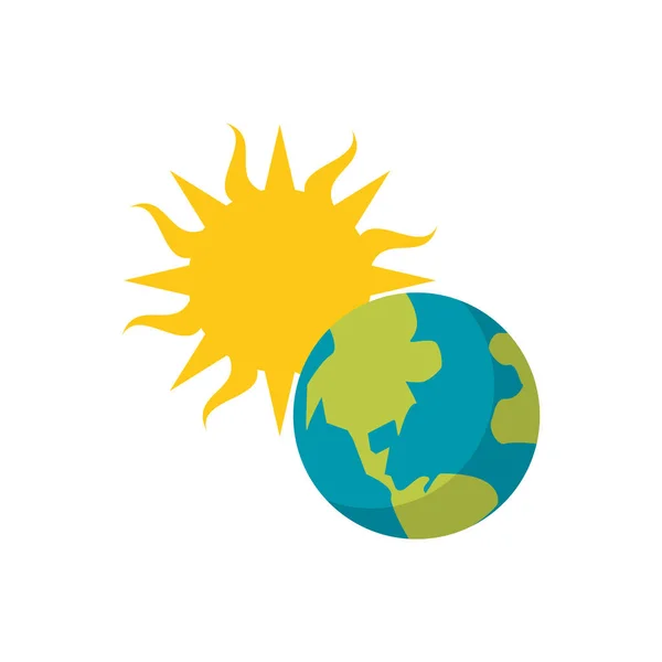 Earth planet sun flat icon image — Stock Vector