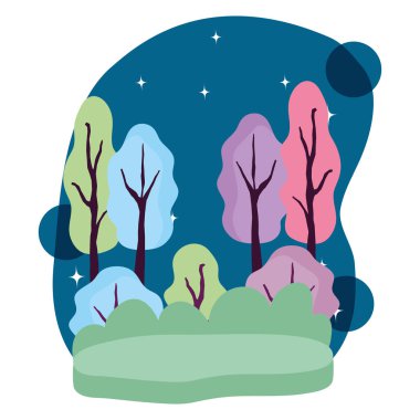 İzole soyut ve mevsim ağaçları tasarımı