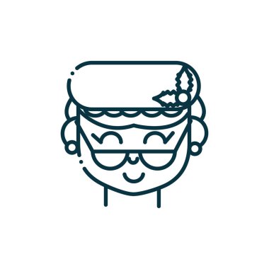 Bayan Noel Baba mutlu noel çizgisi simgesi