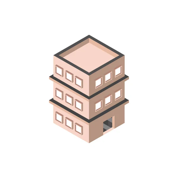 Three story building private isometric style — стоковый вектор