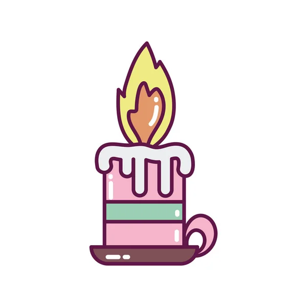 Burning candle decoration merry christmas icon — Stockvektor