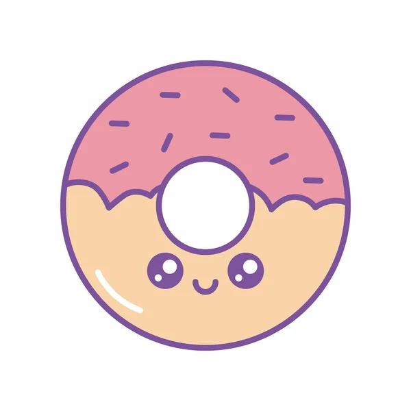 Ícone de donut kawaii isolado preenche design — Vetor de Stock