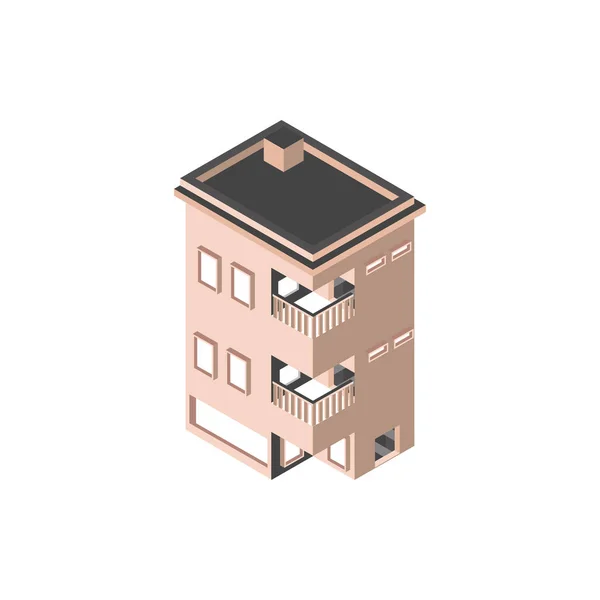 Property building with balconies isometric style — Stock Vector