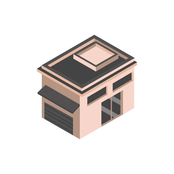 Byggnad garage handel isometrisk stil — Stock vektor