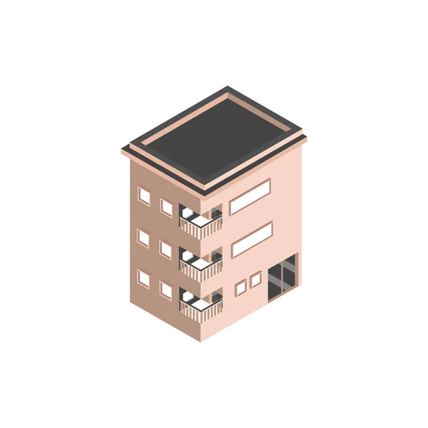 Hotell lägenheter byggnad isometrisk stil — Stock vektor