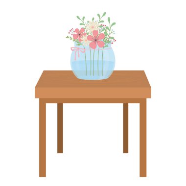 Çiçek saksısı masa vektör tasarımı üzerinde
