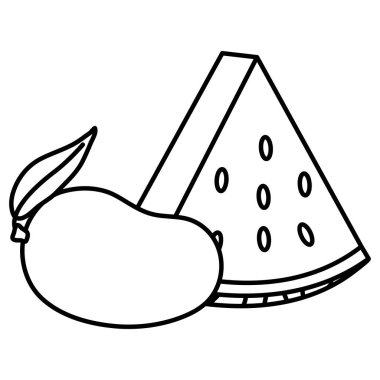 Taze karpuz ve mango doğası.