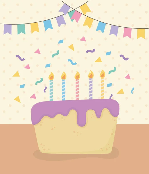 Bolo de desenho animado isolado bolos de aniversário decorados sobremesas  fofas de parabéns surpresa de cores deliciosas com velas doces conjunto de  vetores recentes