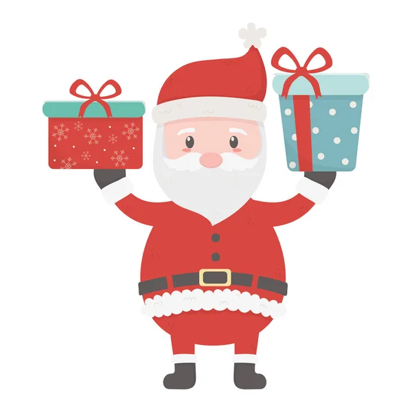 Santa with gifts in hands celebration merry christmas — Image vectorielle