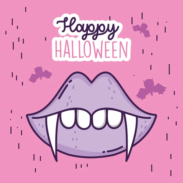 Happy halloween celebration mouth teeth dracula — Stock Vector