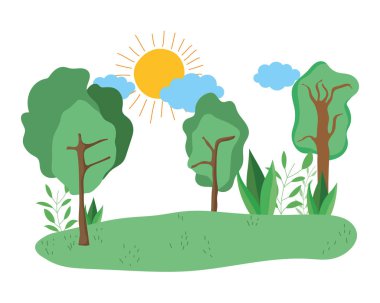 İzole soyut ve mevsim ağaçları tasarımı