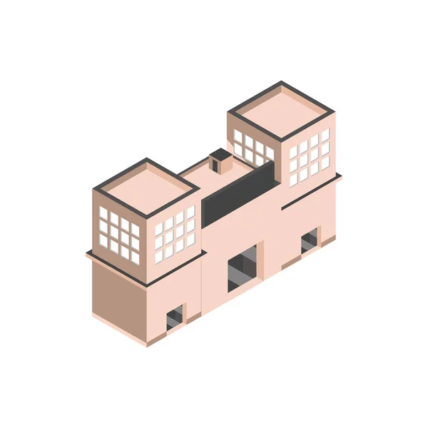 Privat eller offentlig struktur fasadbyggnad isometrisk stil — Stock vektor
