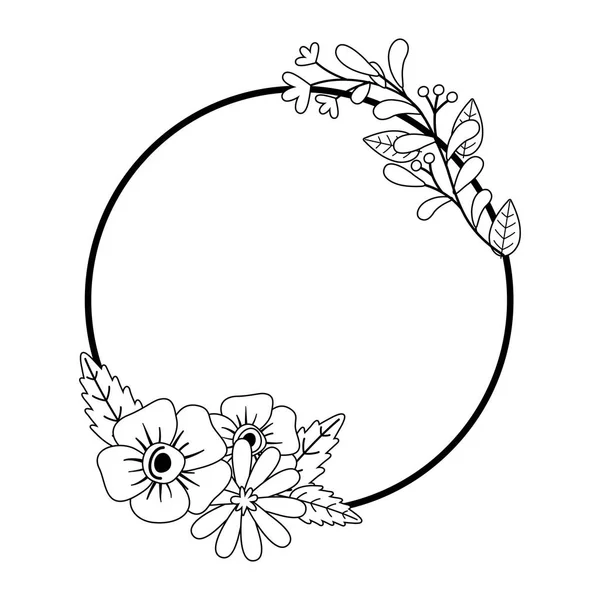 Flores y deja el diseño de círculo — Archivo Imágenes Vectoriales