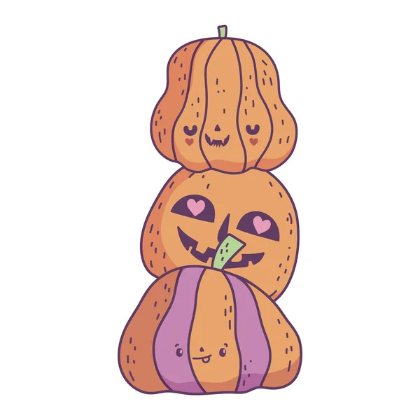 Happy halloween celebration pile scary pumpkins — 스톡 벡터