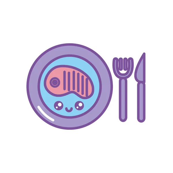 Isolated kawaii meat icon fill design — Stock Vector