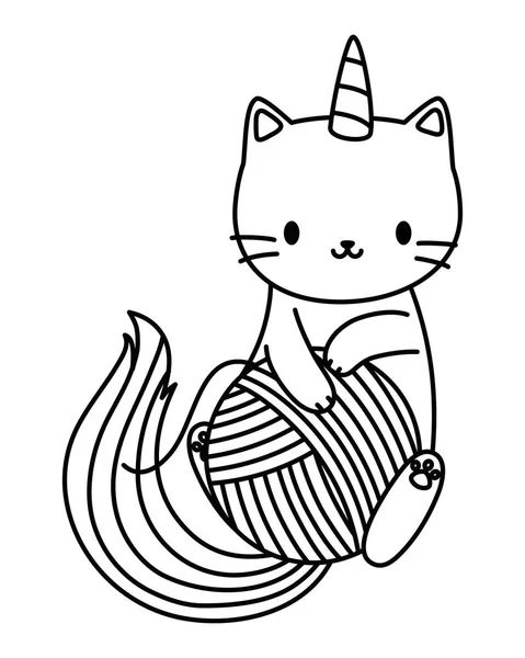 Desenho vetorial de desenho animado gato unicórnio — Vetor de Stock