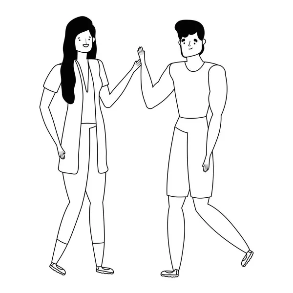 커플 의 여자와 남자 만화 디자인 — 스톡 벡터