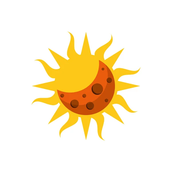 Eclipse sun astrology moon flat icon image — Vector de stock