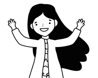 İzole kadın vektör tasarımı çizimi