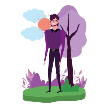 Park vektör tasarımında Avatar adam