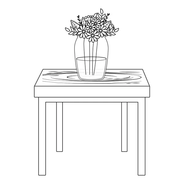 Flowers inside vase over table vector design — Archivo Imágenes Vectoriales
