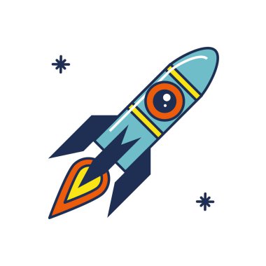 roket uzay astrolojisi ay çizgisi ve resim doldur