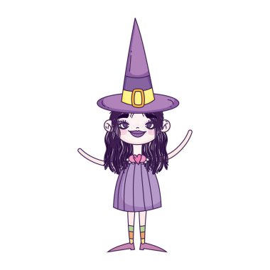 Cadılar bayramın kutlu olsun cadı şapkalı kız.