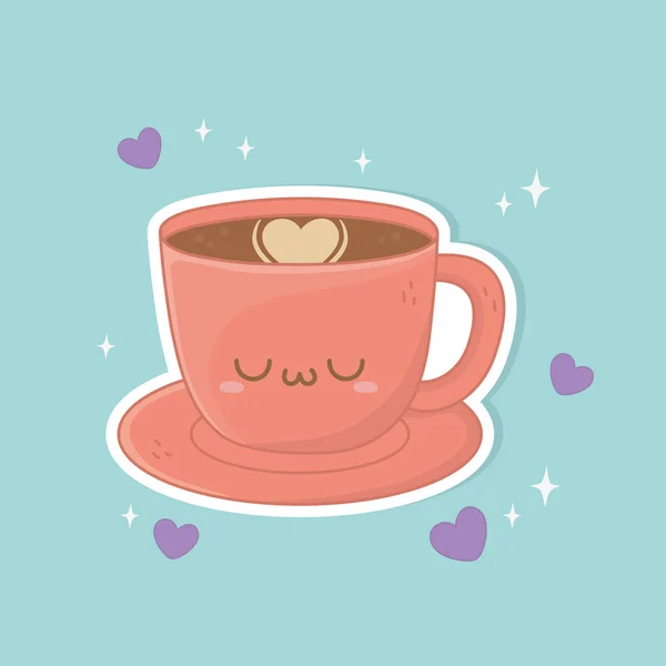 Coffee cup drink kawaii character — Stock Vector