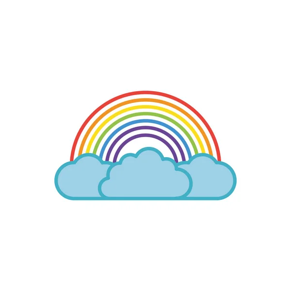 Regenboog wolken fantasie lijn vullen stijl — Stockvector