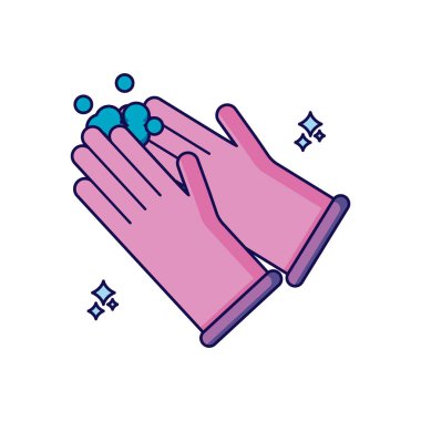 İzole edilmiş temiz eldivenler detaylı tasarım