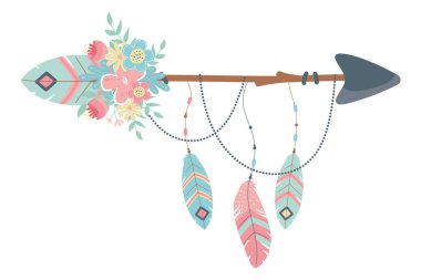 İzole boho ok vektör tasarımı çizimi