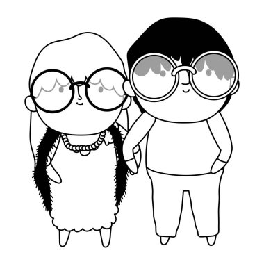 Büyükanne ve büyükbaba karikatür vektör tasarımı