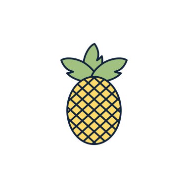 Tropik ananas yaz ikonu çizgisi ve doldur