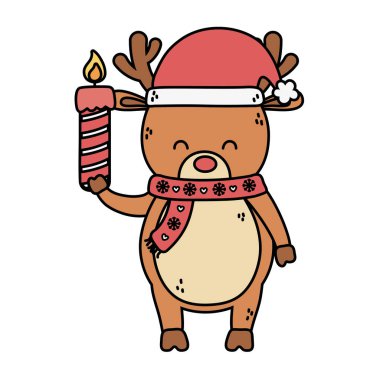 reindeer holding burning candle decoration merry christmas