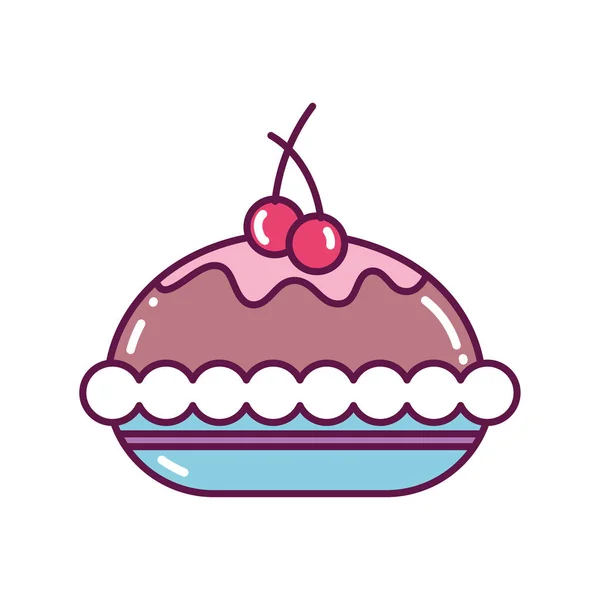 Cake with cherries decoration merry christmas icon — Stockvektor