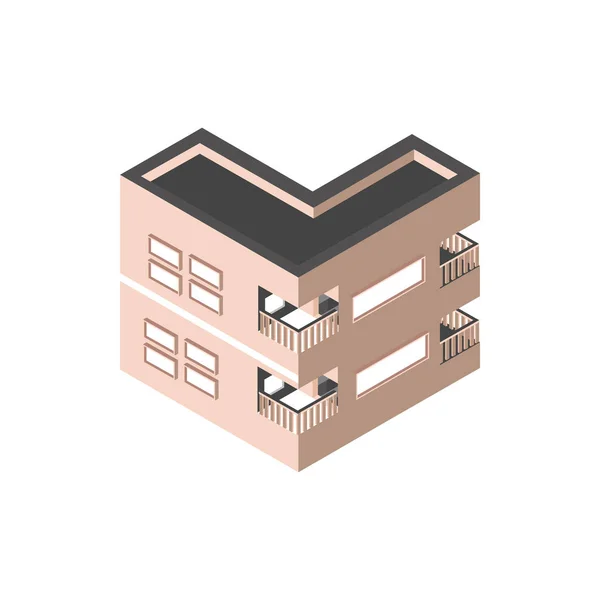 Building residential private isometric style — Stok Vektör