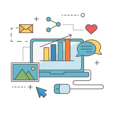 laptop picture chat email sharing network social media