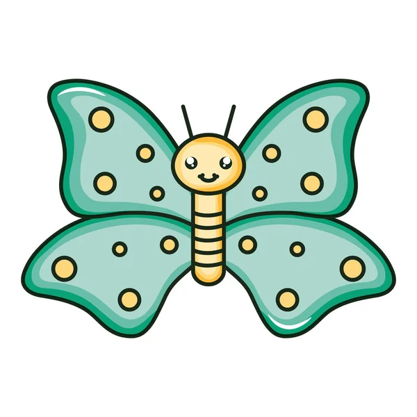 Cute butterfly insect kawaii character — Stock Vector