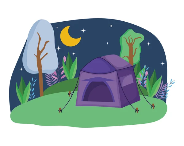 Desenho vetorial de barraca e camping —  Vetores de Stock