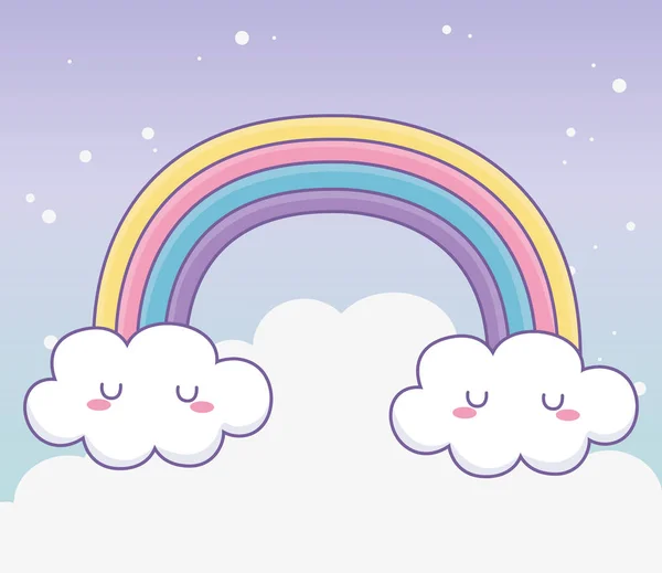 Rainbow with cloud cartoon vector design — ストックベクタ