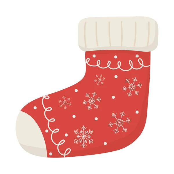 White background with red sock celebration merry christmas — ストックベクタ